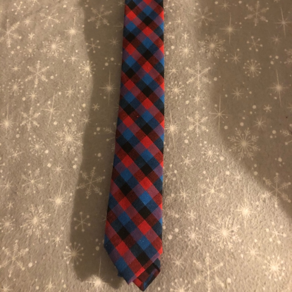 Multi Colored Checkered Tie - red blue black